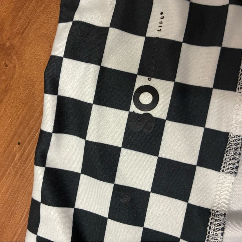 Checkered Black and White Women's Cross over Biker Shorts M - Picture 2 of 3